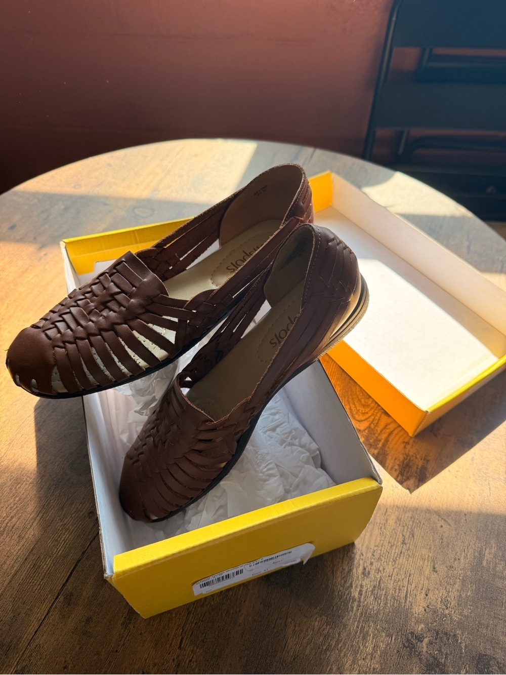 Softspots Brown Woven Slip-On Moccasins